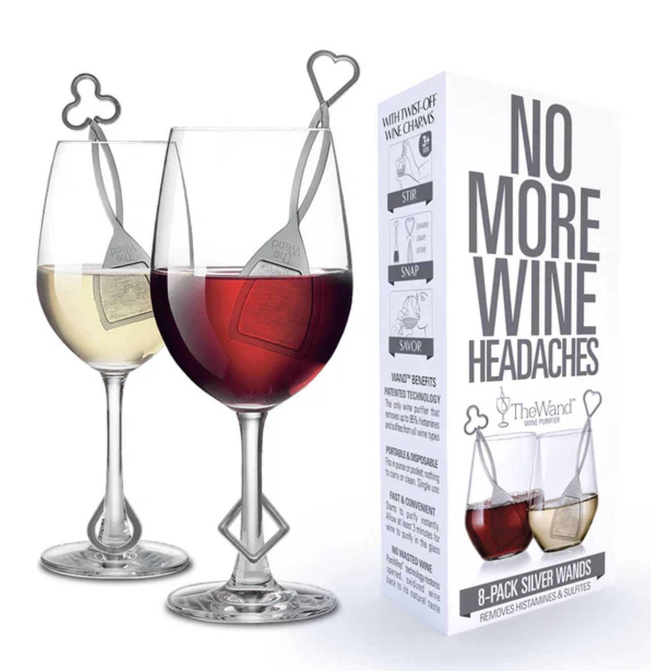 PureWine Wine Wand in a glass of red wine